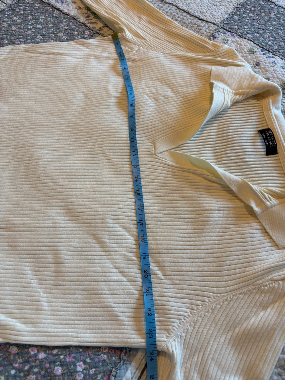 Brunette The Label Cream Ribbed Collared Sweater - Picture 6 of 11